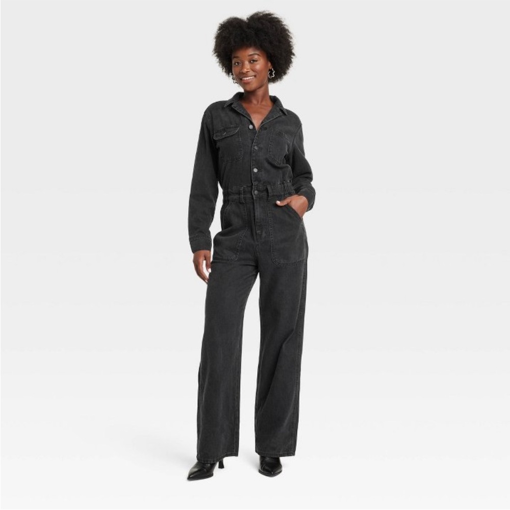 Women’s long sleeve utility baggy denim jumpsuit - Universal Threads Black sz 17